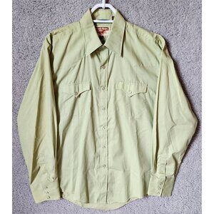 VTG Authentic Western Youngbloods Green Long Sleeve Pearl Snap Shirt Size Medium